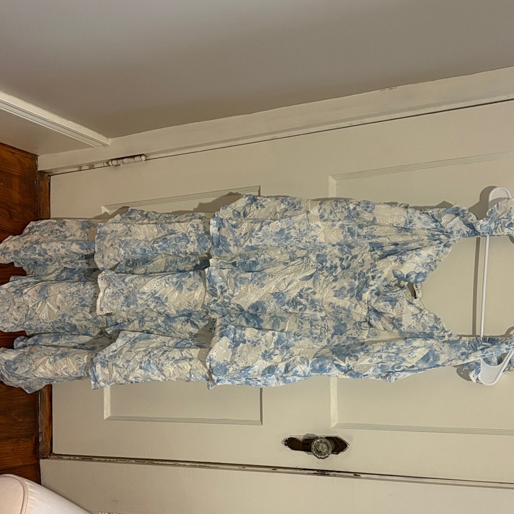 Arula Blue and White Floral Maxi Dress
